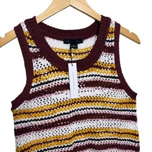 Sanctuary Womens Tank Top XS NWT Cotton Striped Knit Sleeveless Fall Colors‎